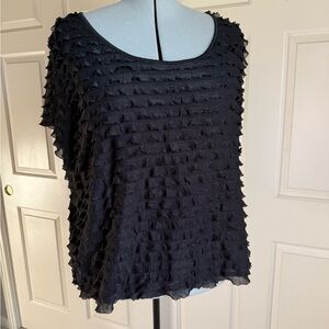 Apt. 9 Black Textured Ruffle Short Sleeve Top Size 3X